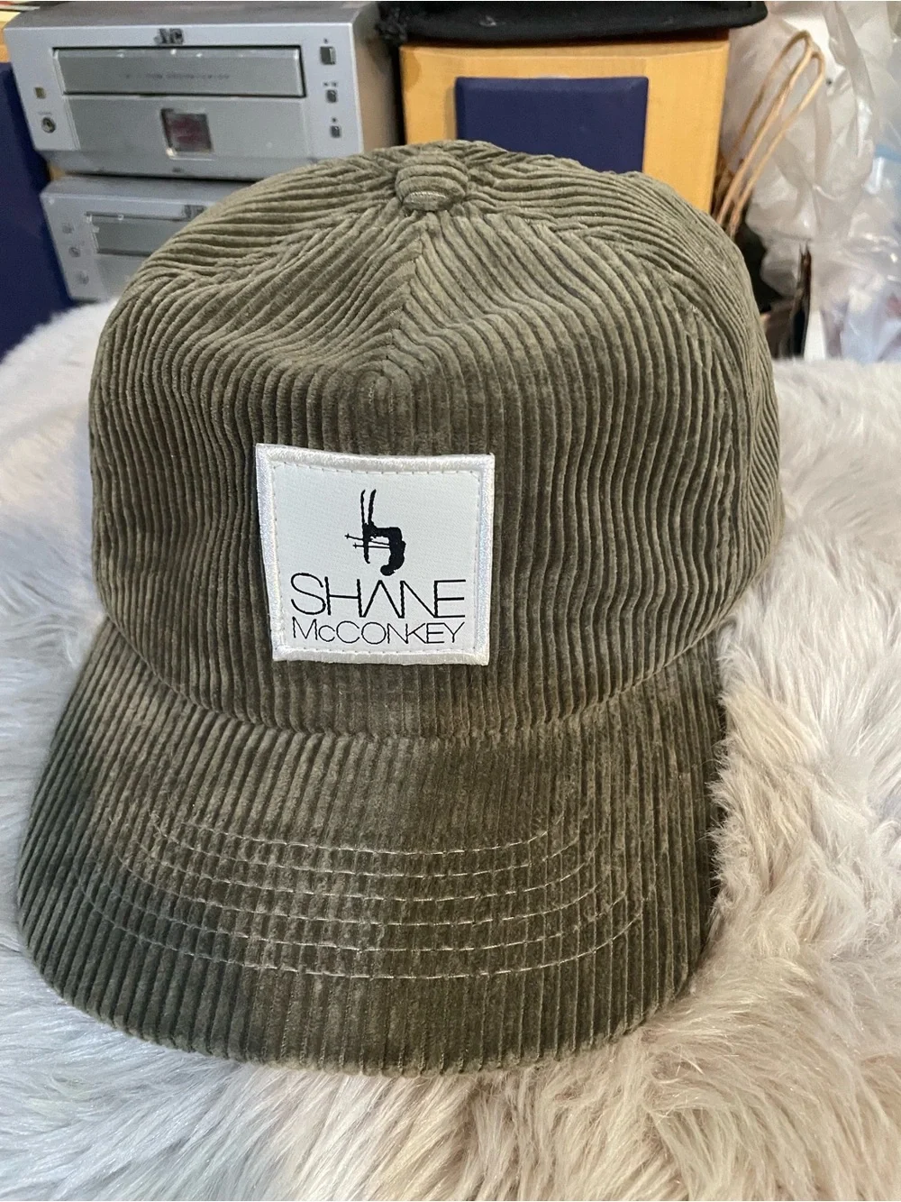 Shane McConkey Foundation Olive Green Corduroy Hat Rare Ski BASE Jump Cap Vtg